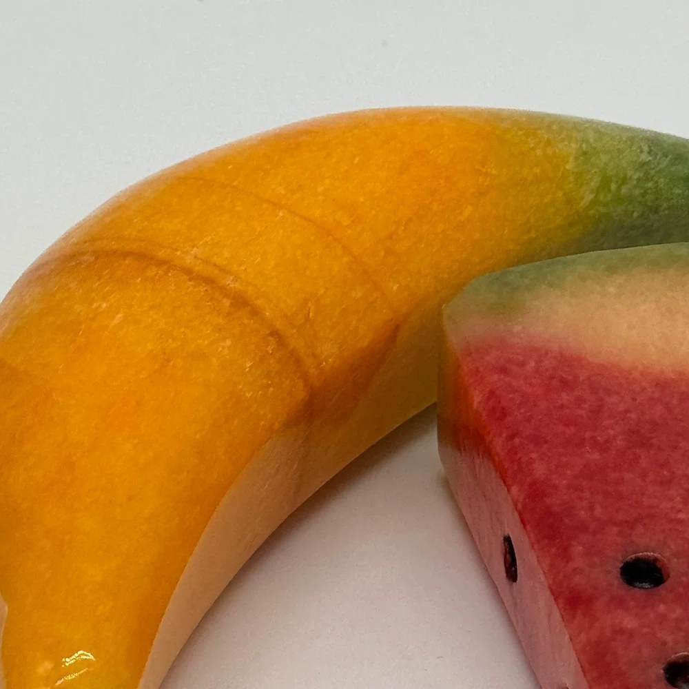 Vtg Italian Alabaster Stone Fruit Set Banana Watermelon Mango Pineapple Italy